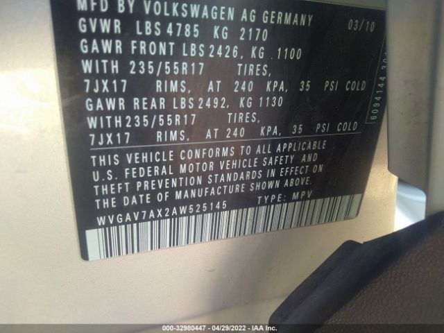 Photo 8 VIN: WVGAV7AX2AW525145 - VOLKSWAGEN TIGUAN 