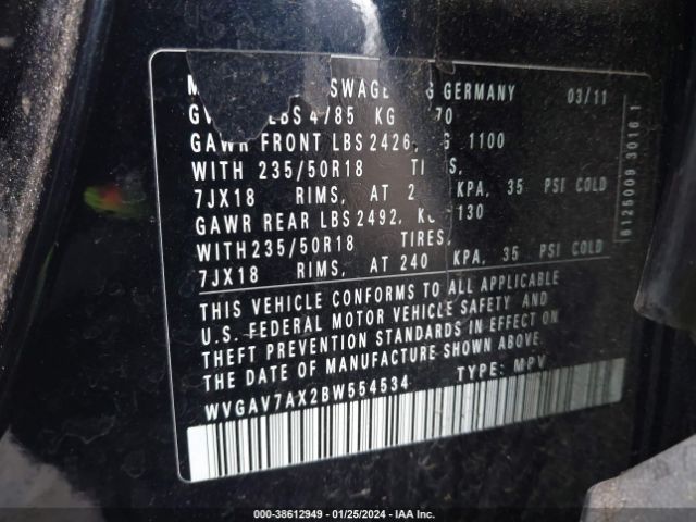 Photo 8 VIN: WVGAV7AX2BW554534 - VOLKSWAGEN TIGUAN 