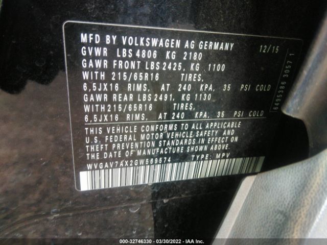 Photo 8 VIN: WVGAV7AX2GW569574 - VOLKSWAGEN TIGUAN 