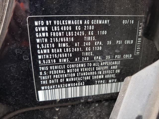 Photo 9 VIN: WVGAV7AX2GW604842 - VOLKSWAGEN TIGUAN 