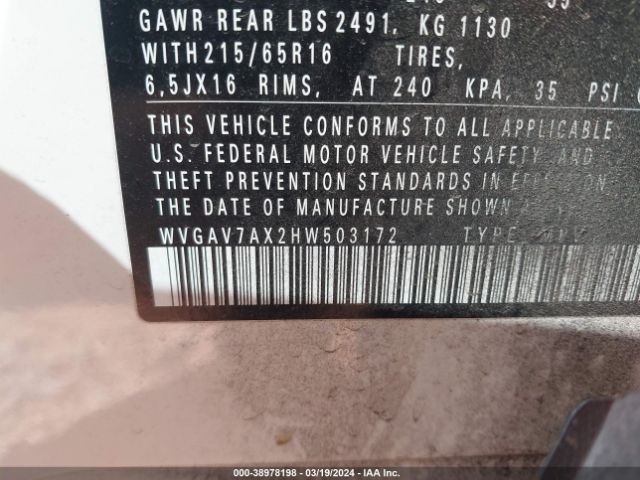 Photo 8 VIN: WVGAV7AX2HW503172 - VOLKSWAGEN TIGUAN 