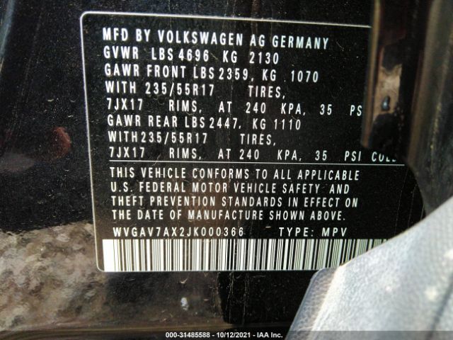 Photo 8 VIN: WVGAV7AX2JK000366 - VOLKSWAGEN TIGUAN LIMITED 