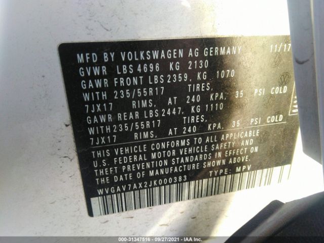 Photo 8 VIN: WVGAV7AX2JK000383 - VOLKSWAGEN TIGUAN 