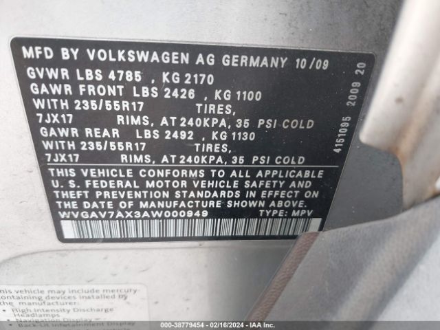 Photo 8 VIN: WVGAV7AX3AW000949 - VOLKSWAGEN TIGUAN 