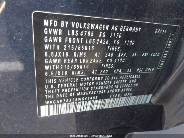 Photo 8 VIN: WVGAV7AX3BW546488 - VOLKSWAGEN TIGUAN 