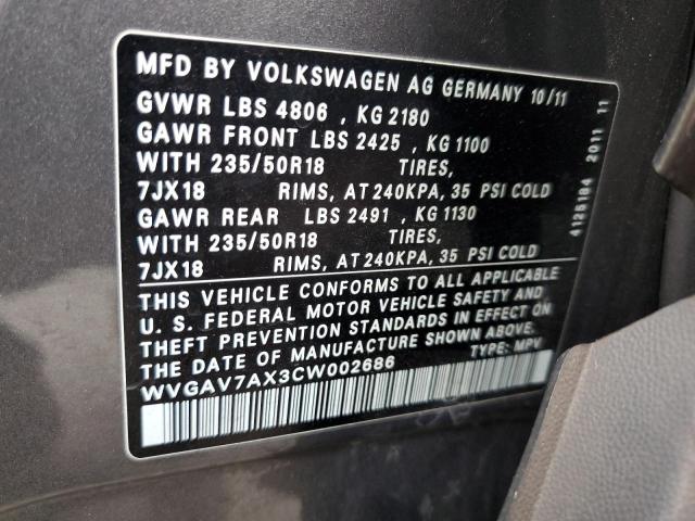 Photo 11 VIN: WVGAV7AX3CW002686 - VOLKSWAGEN TIGUAN S 