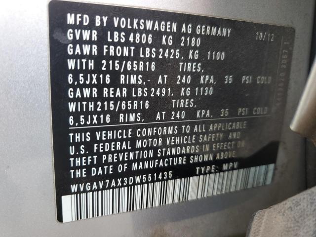 Photo 12 VIN: WVGAV7AX3DW551435 - VOLKSWAGEN TIGUAN 