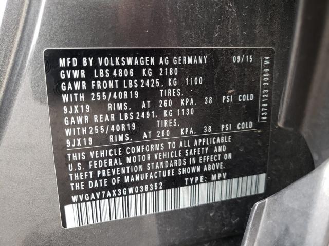 Photo 9 VIN: WVGAV7AX3GW038352 - VOLKSWAGEN TIGUAN 