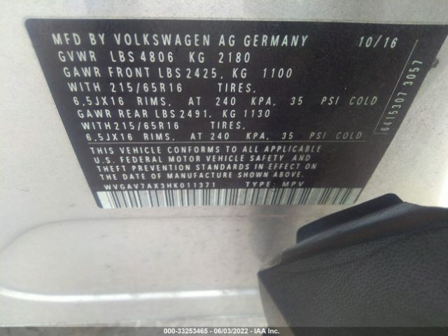 Photo 8 VIN: WVGAV7AX3HK011371 - VOLKSWAGEN TIGUAN 