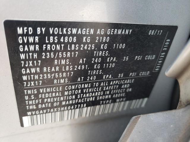 Photo 11 VIN: WVGAV7AX3HK047738 - VOLKSWAGEN TIGUAN S 