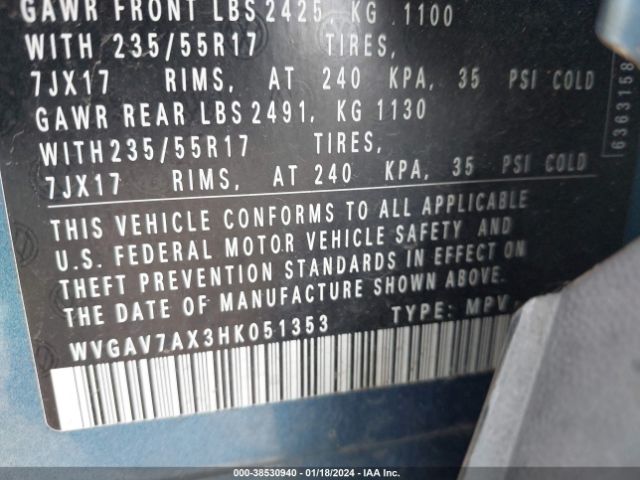 Photo 8 VIN: WVGAV7AX3HK051353 - VOLKSWAGEN TIGUAN 