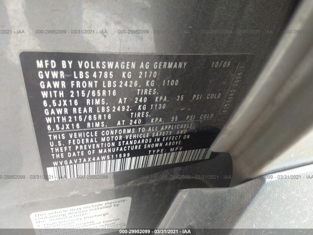 Photo 8 VIN: WVGAV7AX4AW511599 - VOLKSWAGEN TIGUAN 