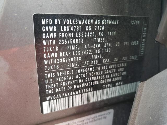 Photo 12 VIN: WVGAV7AX4AW516589 - VOLKSWAGEN TIGUAN S 