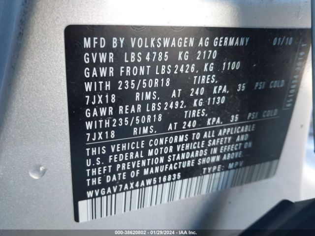 Photo 8 VIN: WVGAV7AX4AW516835 - VOLKSWAGEN TIGUAN 