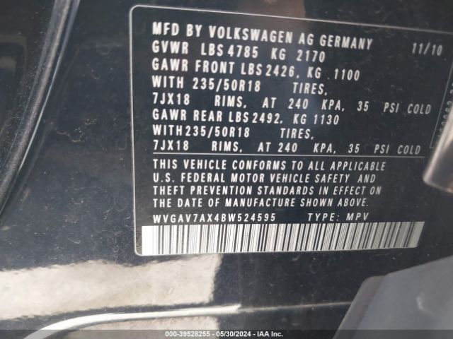 Photo 8 VIN: WVGAV7AX4BW524595 - VOLKSWAGEN TIGUAN 