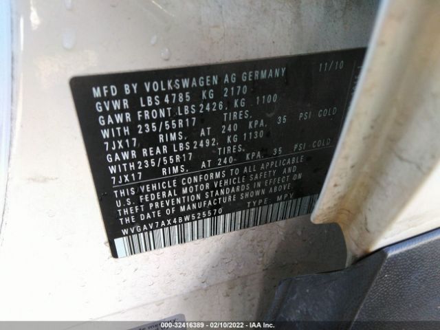 Photo 8 VIN: WVGAV7AX4BW525570 - VOLKSWAGEN TIGUAN 