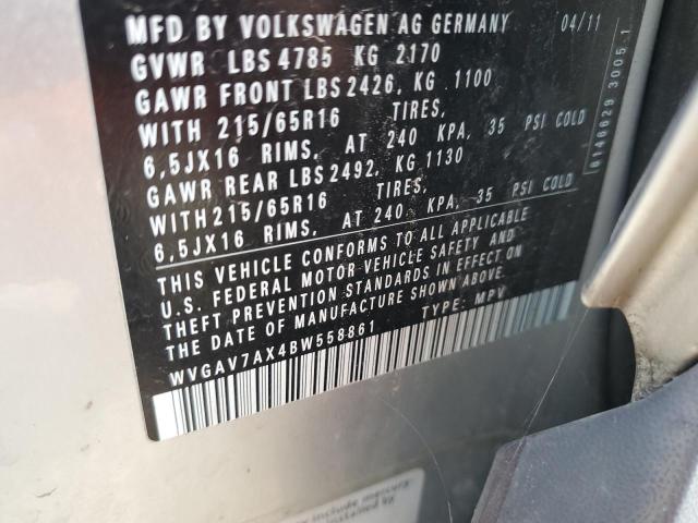 Photo 11 VIN: WVGAV7AX4BW558861 - VOLKSWAGEN TIGUAN S 