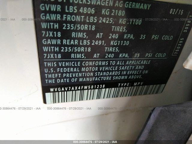 Photo 8 VIN: WVGAV7AX4FW581238 - VOLKSWAGEN TIGUAN 