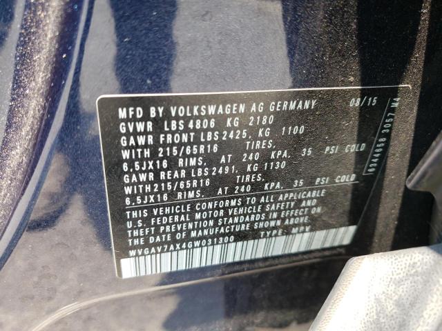 Photo 12 VIN: WVGAV7AX4GW031300 - VOLKSWAGEN TIGUAN 