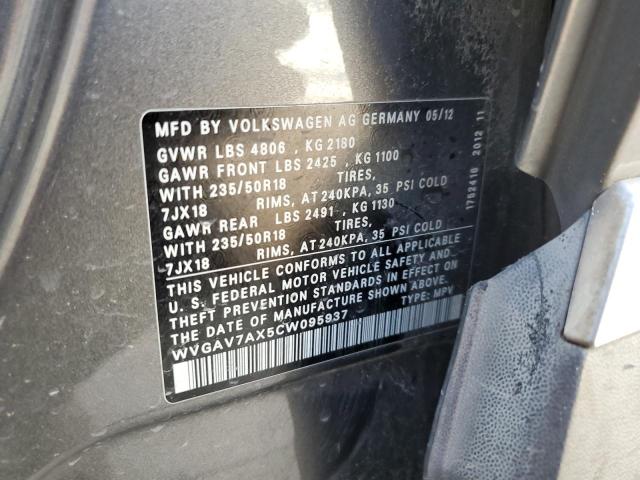 Photo 11 VIN: WVGAV7AX5CW095937 - VOLKSWAGEN TIGUAN S 