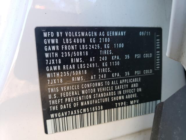 Photo 9 VIN: WVGAV7AX5CW516538 - VOLKSWAGEN TIGUAN 