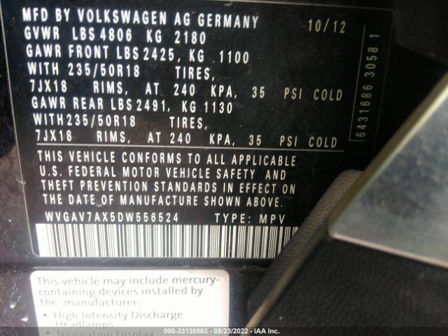 Photo 8 VIN: WVGAV7AX5DW556524 - VOLKSWAGEN TIGUAN 