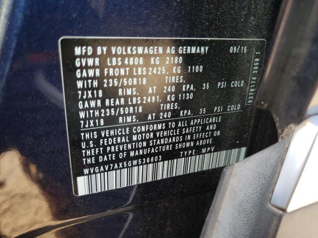 Photo 9 VIN: WVGAV7AX5GW536603 - VOLKSWAGEN TIGUAN S 