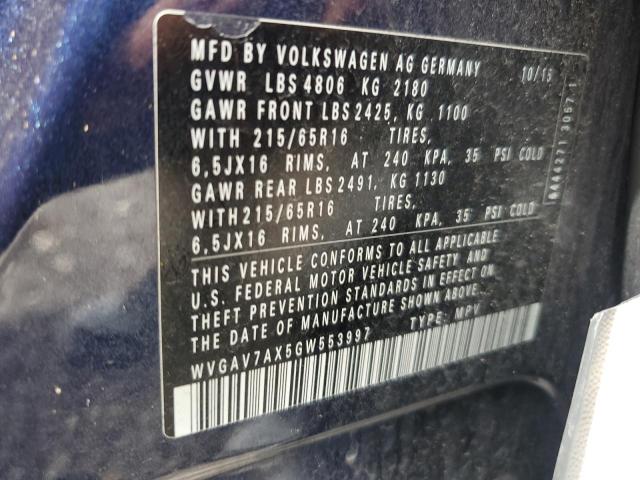 Photo 12 VIN: WVGAV7AX5GW553997 - VOLKSWAGEN TIGUAN 