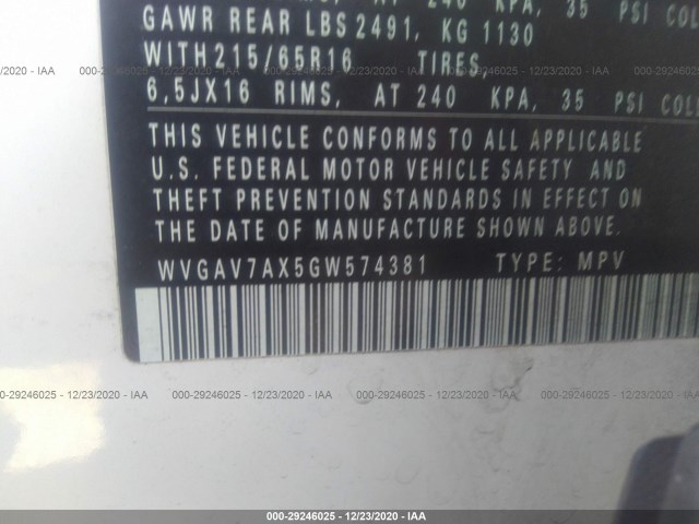 Photo 8 VIN: WVGAV7AX5GW574381 - VOLKSWAGEN TIGUAN 