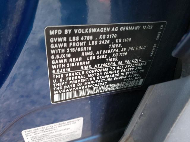 Photo 12 VIN: WVGAV7AX6AW002257 - VOLKSWAGEN TIGUAN S 