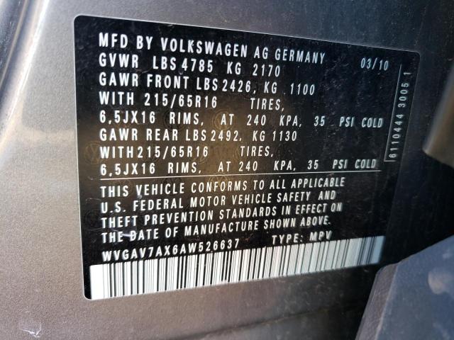 Photo 9 VIN: WVGAV7AX6AW526637 - VOLKSWAGEN TIGUAN S 