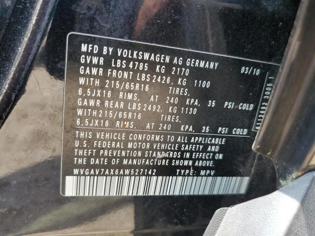 Photo 11 VIN: WVGAV7AX6AW527142 - VOLKSWAGEN TIGUAN S 