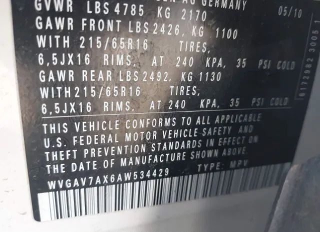 Photo 8 VIN: WVGAV7AX6AW534429 - VOLKSWAGEN TIGUAN 