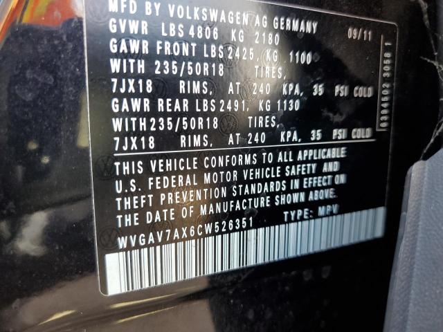 Photo 12 VIN: WVGAV7AX6CW526351 - VOLKSWAGEN TIGUAN S 