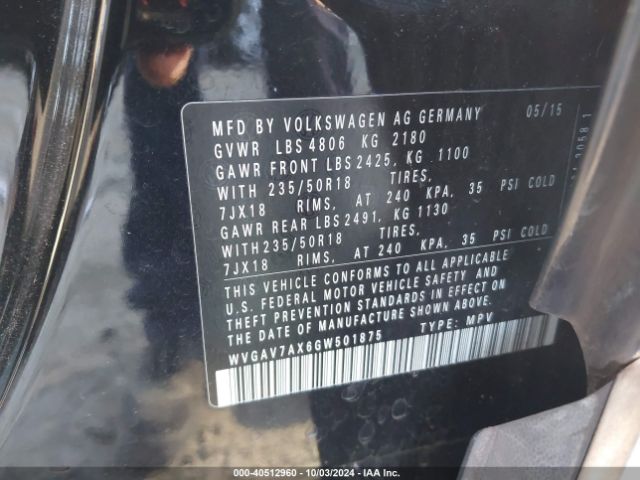 Photo 8 VIN: WVGAV7AX6GW501875 - VOLKSWAGEN TIGUAN 