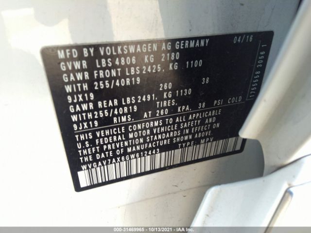 Photo 8 VIN: WVGAV7AX6GW612443 - VOLKSWAGEN TIGUAN 