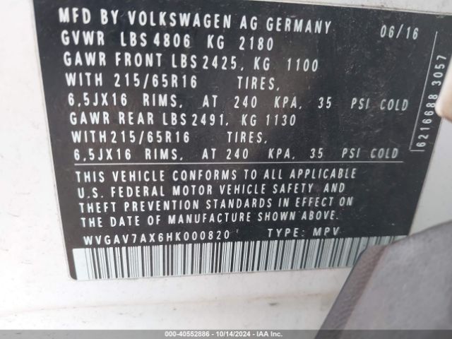 Photo 8 VIN: WVGAV7AX6HK000820 - VOLKSWAGEN TIGUAN 