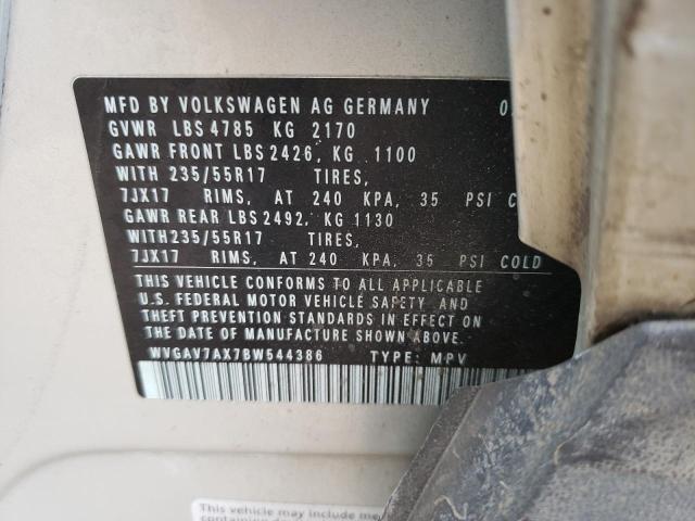 Photo 12 VIN: WVGAV7AX7BW544386 - VOLKSWAGEN TIGUAN S 