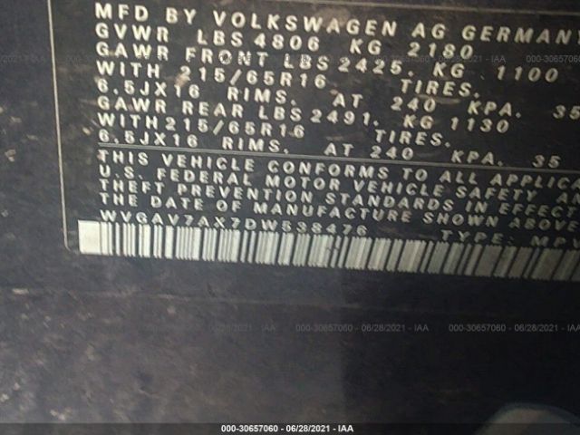 Photo 8 VIN: WVGAV7AX7DW538476 - VOLKSWAGEN TIGUAN 