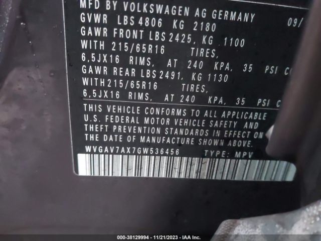 Photo 8 VIN: WVGAV7AX7GW536456 - VOLKSWAGEN TIGUAN 