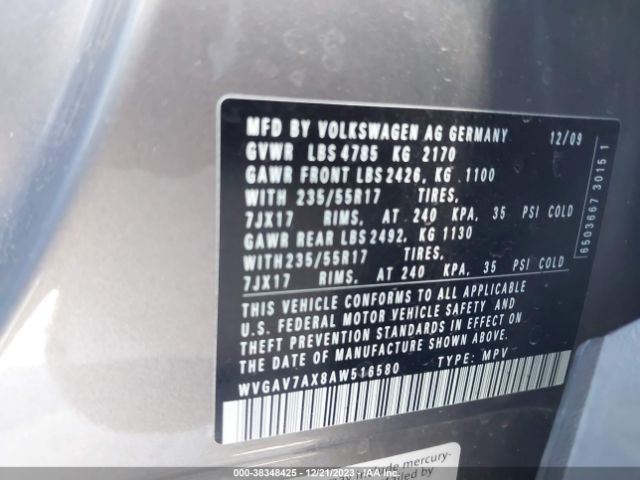 Photo 8 VIN: WVGAV7AX8AW516580 - VOLKSWAGEN TIGUAN 