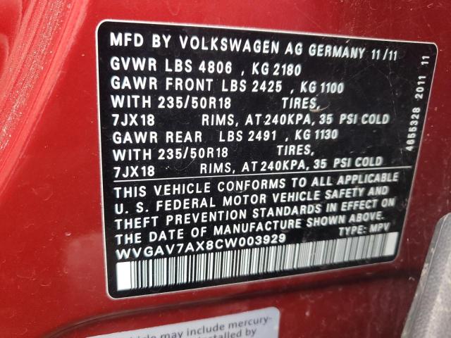 Photo 11 VIN: WVGAV7AX8CW003929 - VOLKSWAGEN TIGUAN 