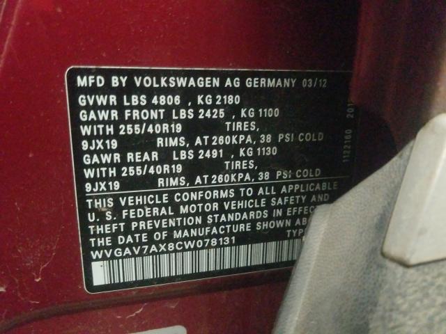 Photo 9 VIN: WVGAV7AX8CW078131 - VOLKSWAGEN TIGUAN 