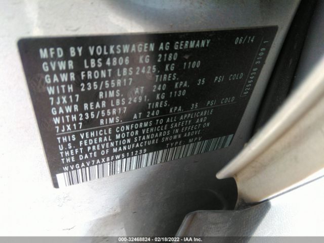 Photo 8 VIN: WVGAV7AX8FW511239 - VOLKSWAGEN TIGUAN 