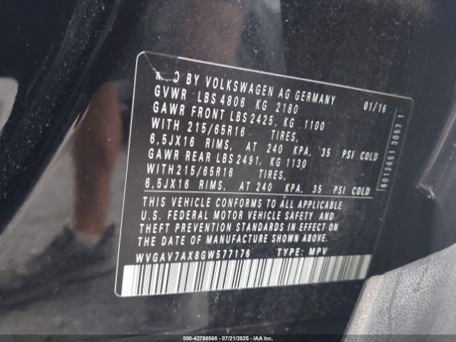 Photo 8 VIN: WVGAV7AX8GW577176 - VOLKSWAGEN TIGUAN 
