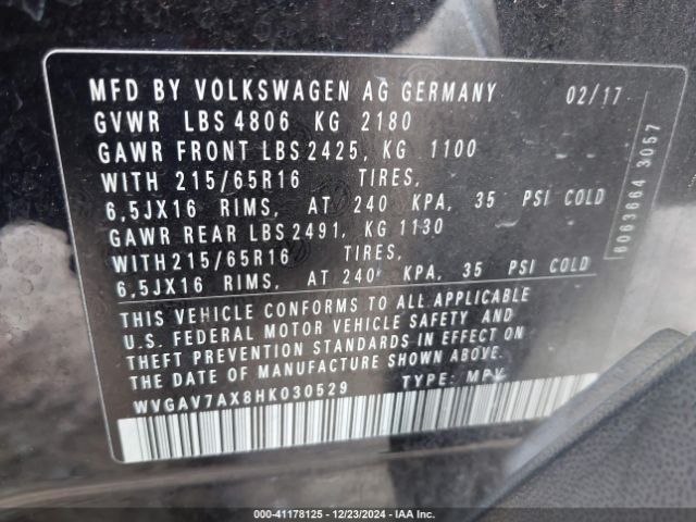 Photo 8 VIN: WVGAV7AX8HK030529 - VOLKSWAGEN TIGUAN 