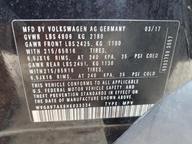 Photo 12 VIN: WVGAV7AX8HK033334 - VOLKSWAGEN TIGUAN S 