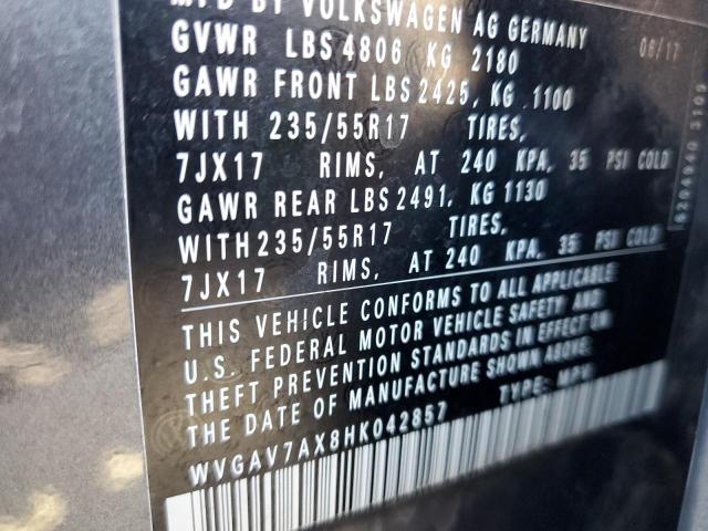 Photo 11 VIN: WVGAV7AX8HK042857 - VOLKSWAGEN TIGUAN S 