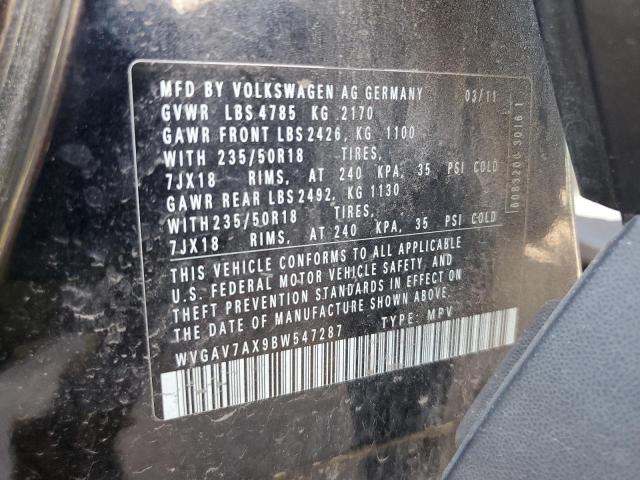 Photo 12 VIN: WVGAV7AX9BW547287 - VOLKSWAGEN TIGUAN S 