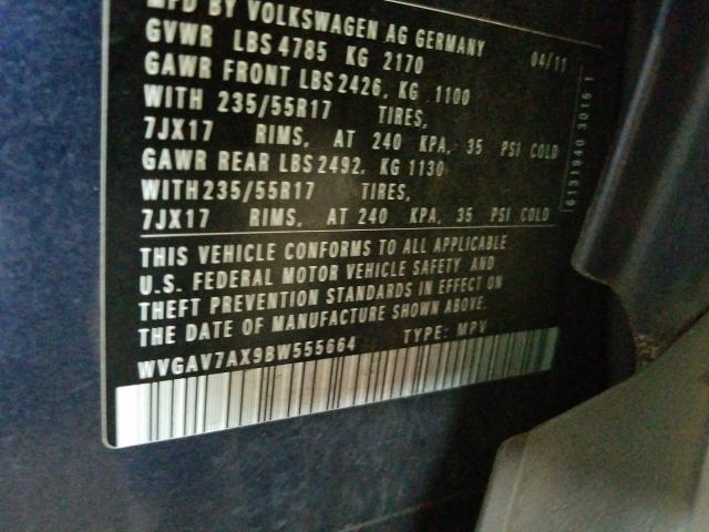 Photo 9 VIN: WVGAV7AX9BW555664 - VOLKSWAGEN TIGUAN S 